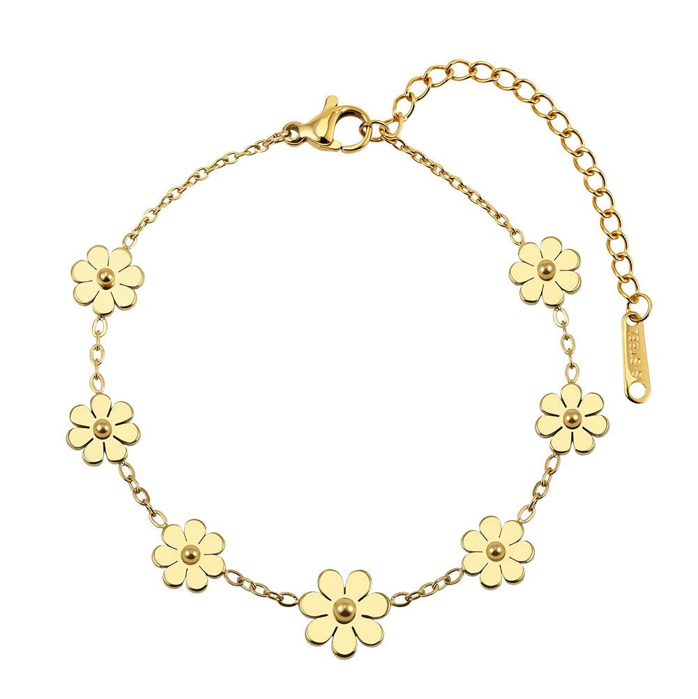 Aura Blossom // Sculptural Five-Petal Flower Charm Bracelet