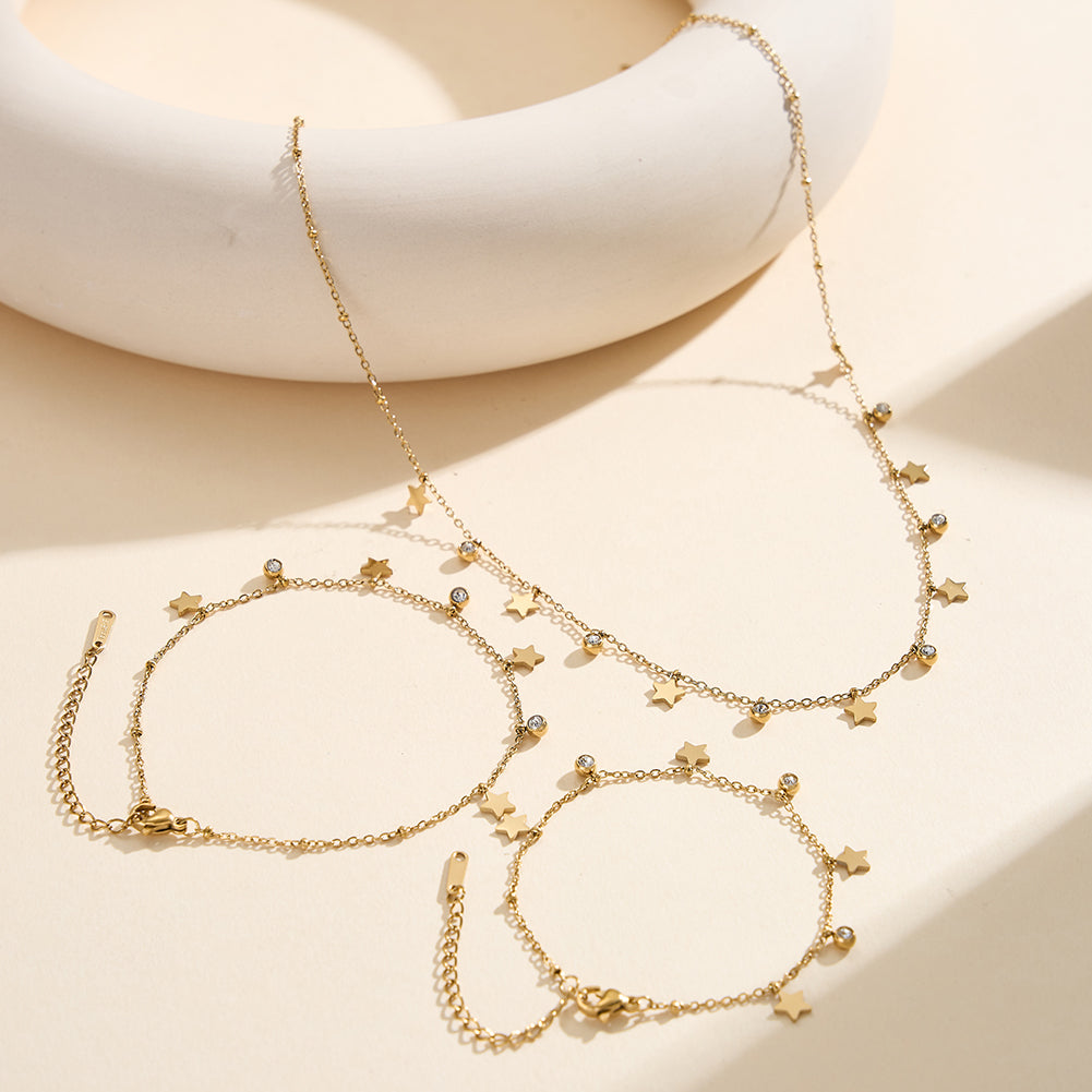 Aura Celestial // Star & CZ Crystal Shimmer Charm Bracelet