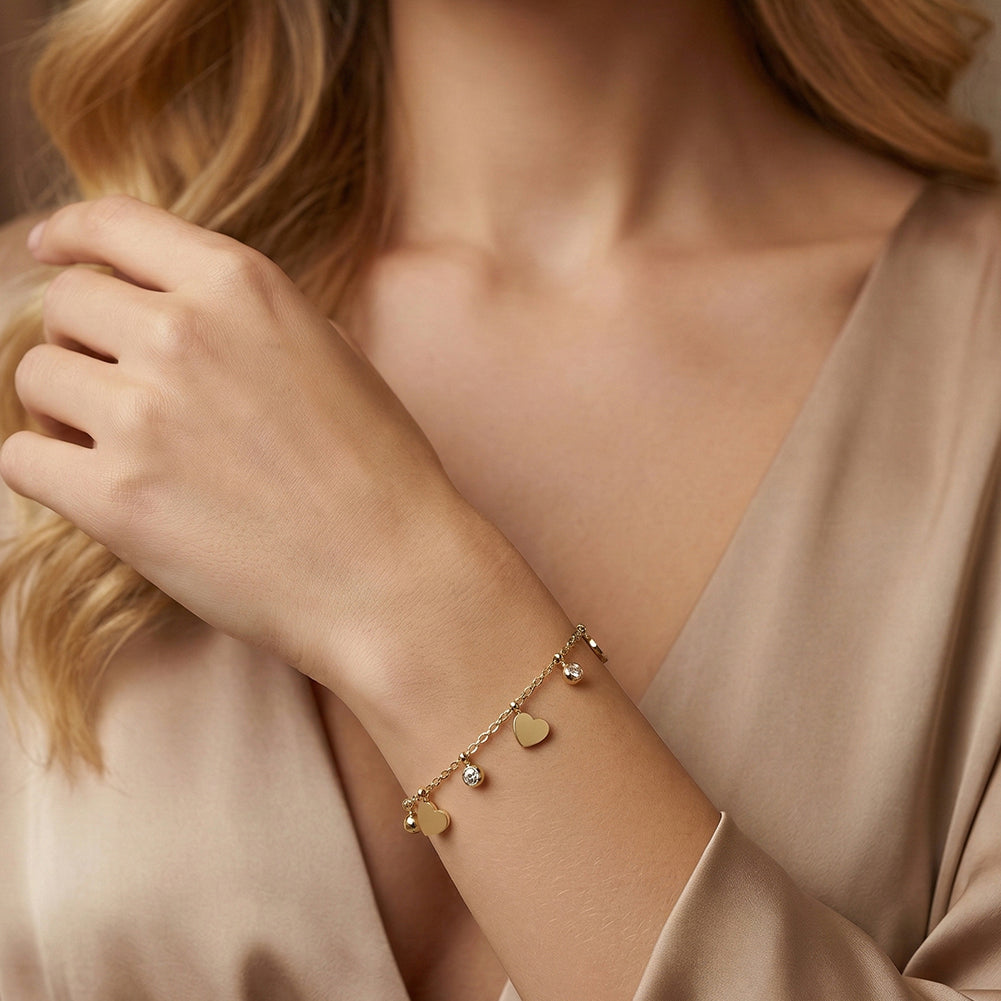 Aura Amour // Dainty Heart & CZ Crystal Shimmer Bracelet
