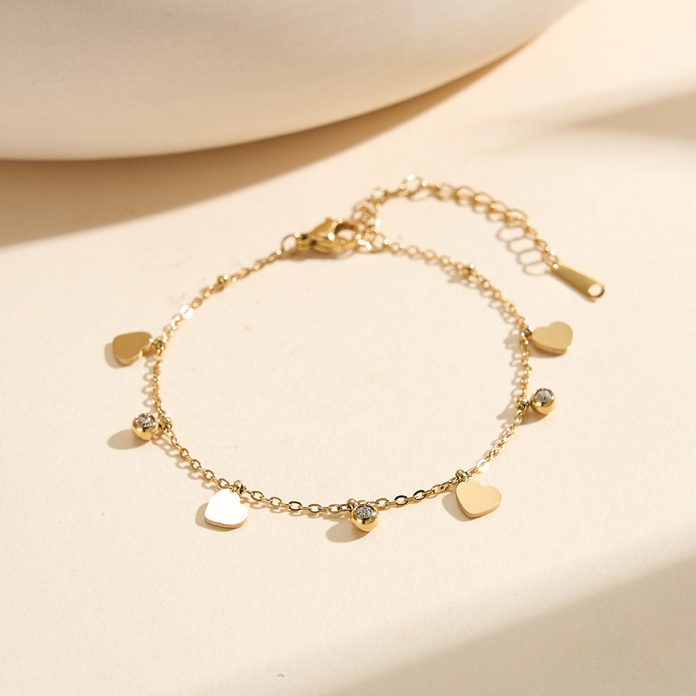 Aura Amour // Dainty Heart & CZ Crystal Shimmer Bracelet
