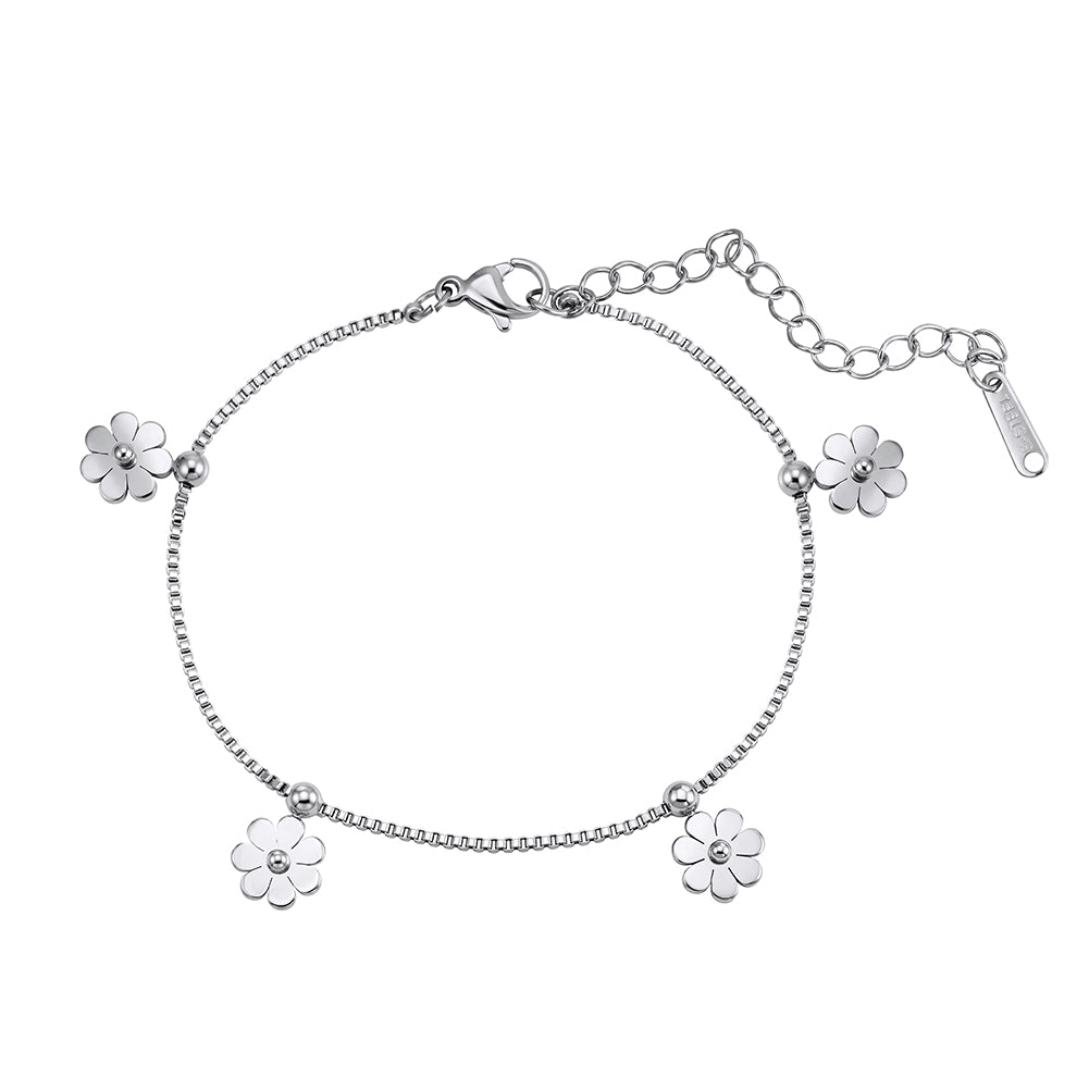 Aura Blossom // Sculptural Five Flower Charm Bracelet