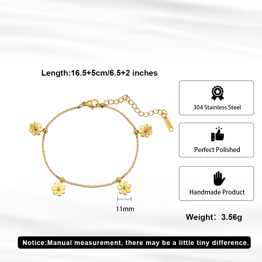 Aura Blossom // Sculptural Five Flower Charm Bracelet