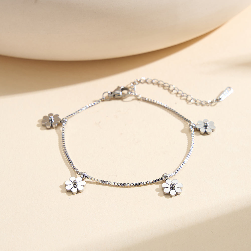 Aura Blossom // Sculptural Five Flower Charm Bracelet