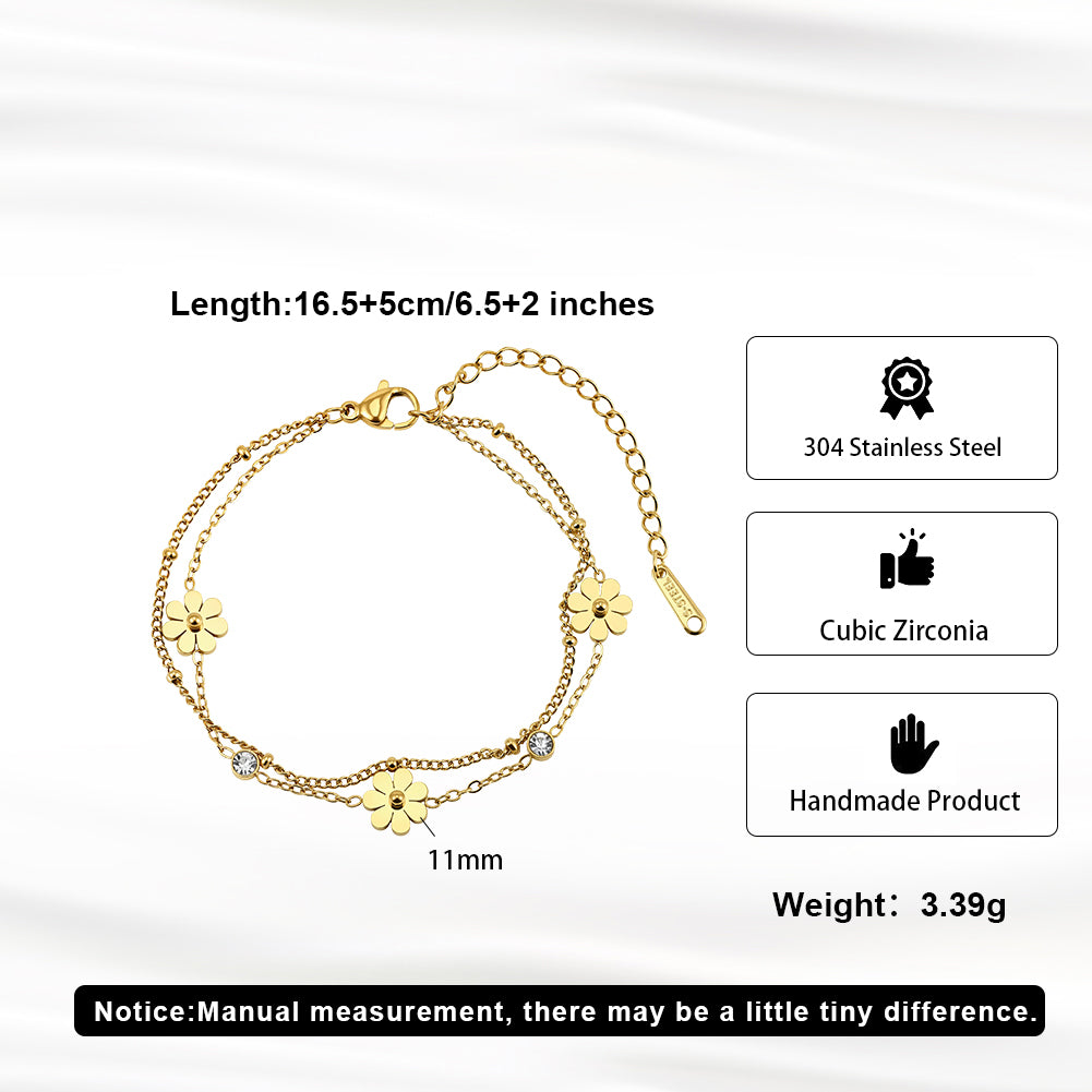 Aura Blossom // Double-Layer Flower & CZ Crystal Bracelet