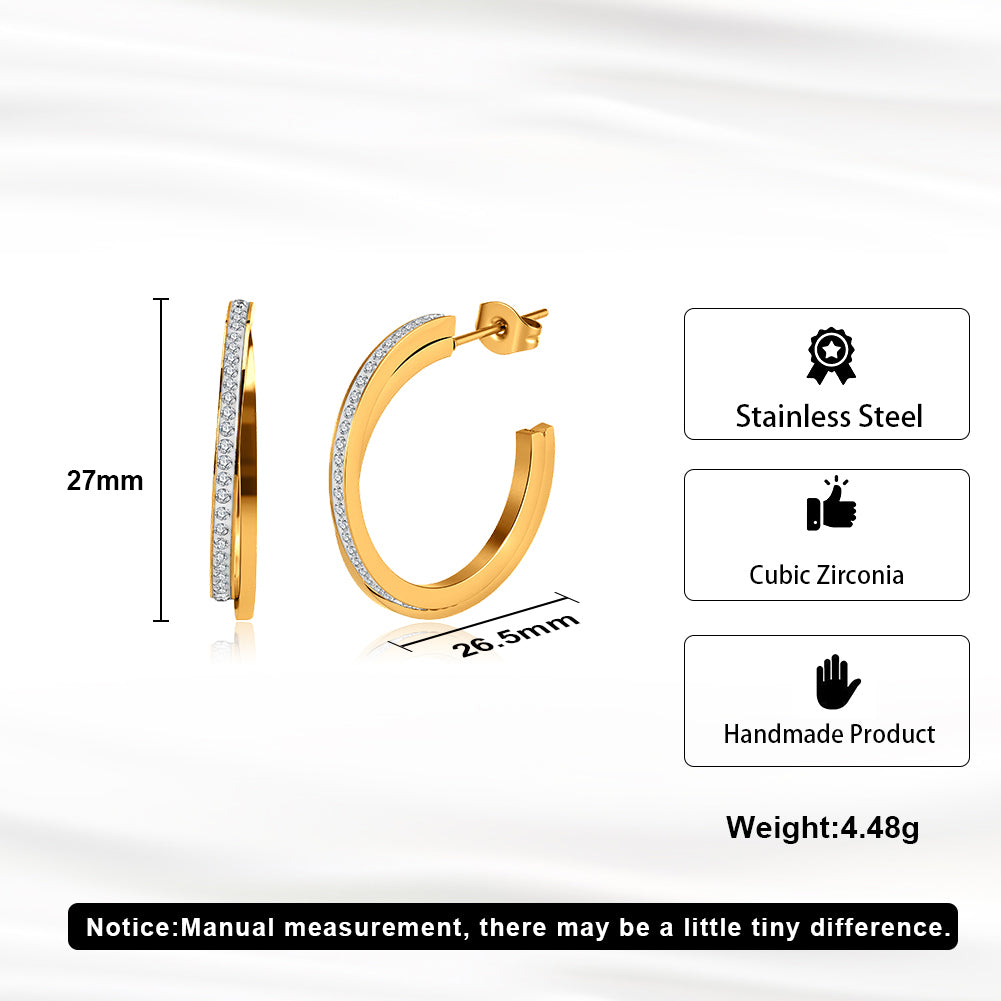 Elegant Interlocking Double Hoop Earrings with Pavé Crystals