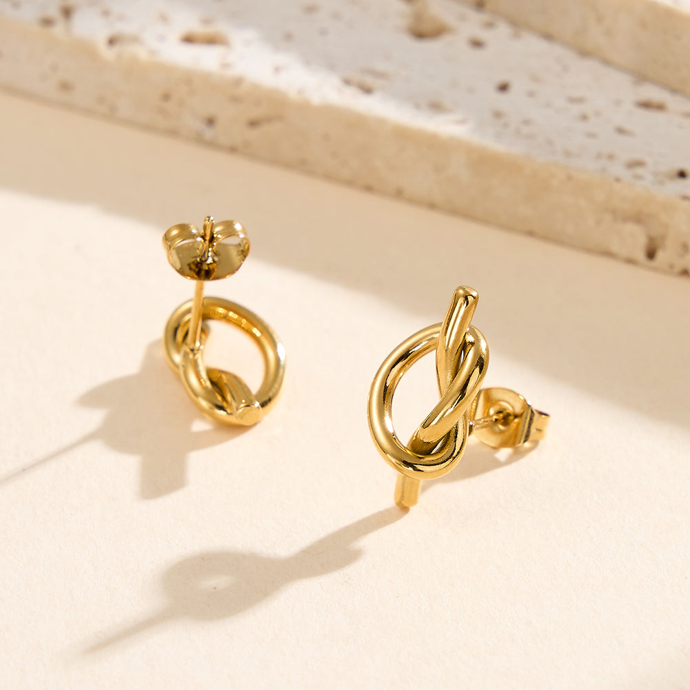 极简主义雕塑感同心结耳钉