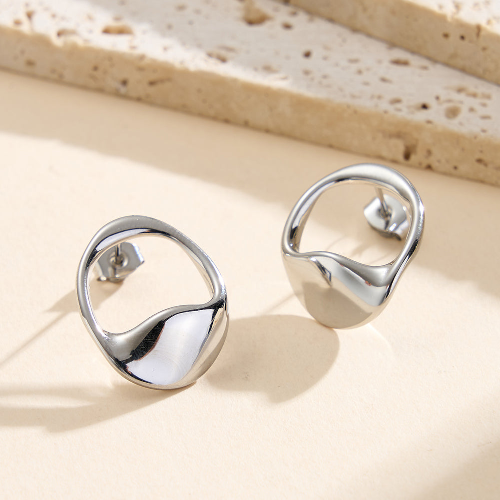 Modernist Organic Fluid Wave Half-Hoop Earrings