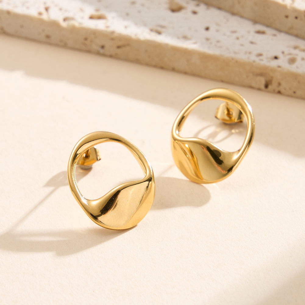 Modernist Organic Fluid Wave Half-Hoop Earrings