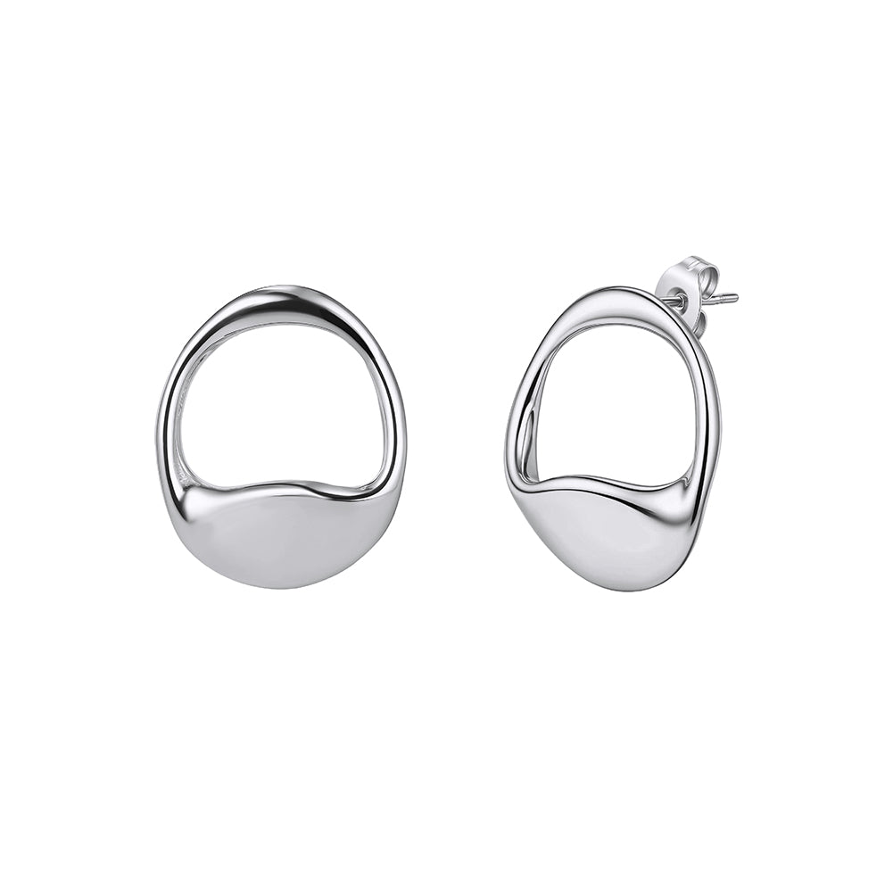 Modernist Organic Fluid Wave Half-Hoop Earrings