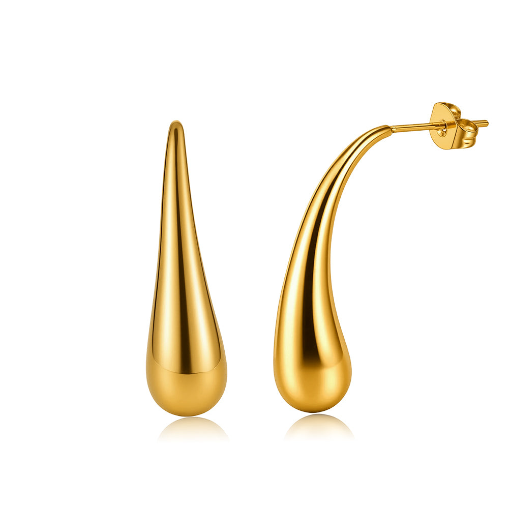 Modernist Liquid Teardrop Front-Facing Hoop Earrings