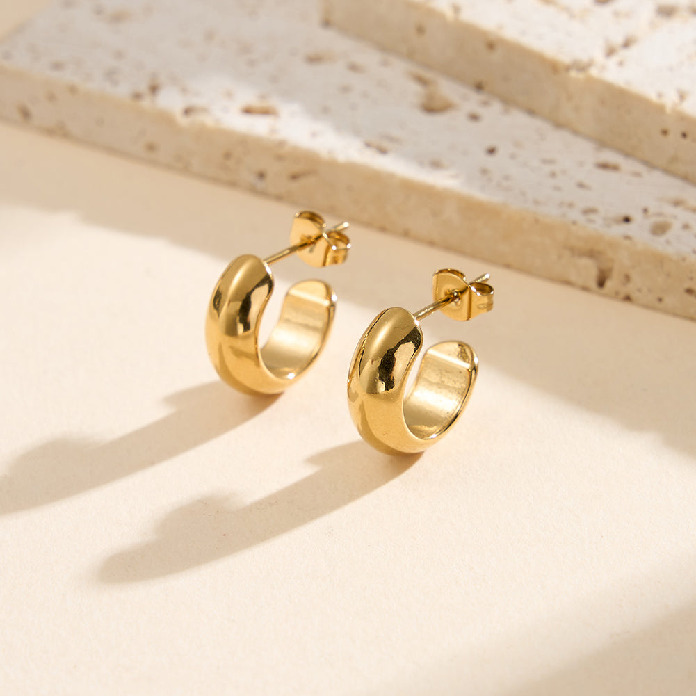 Modernist Chunky Crescent Half-Hoop Earrings