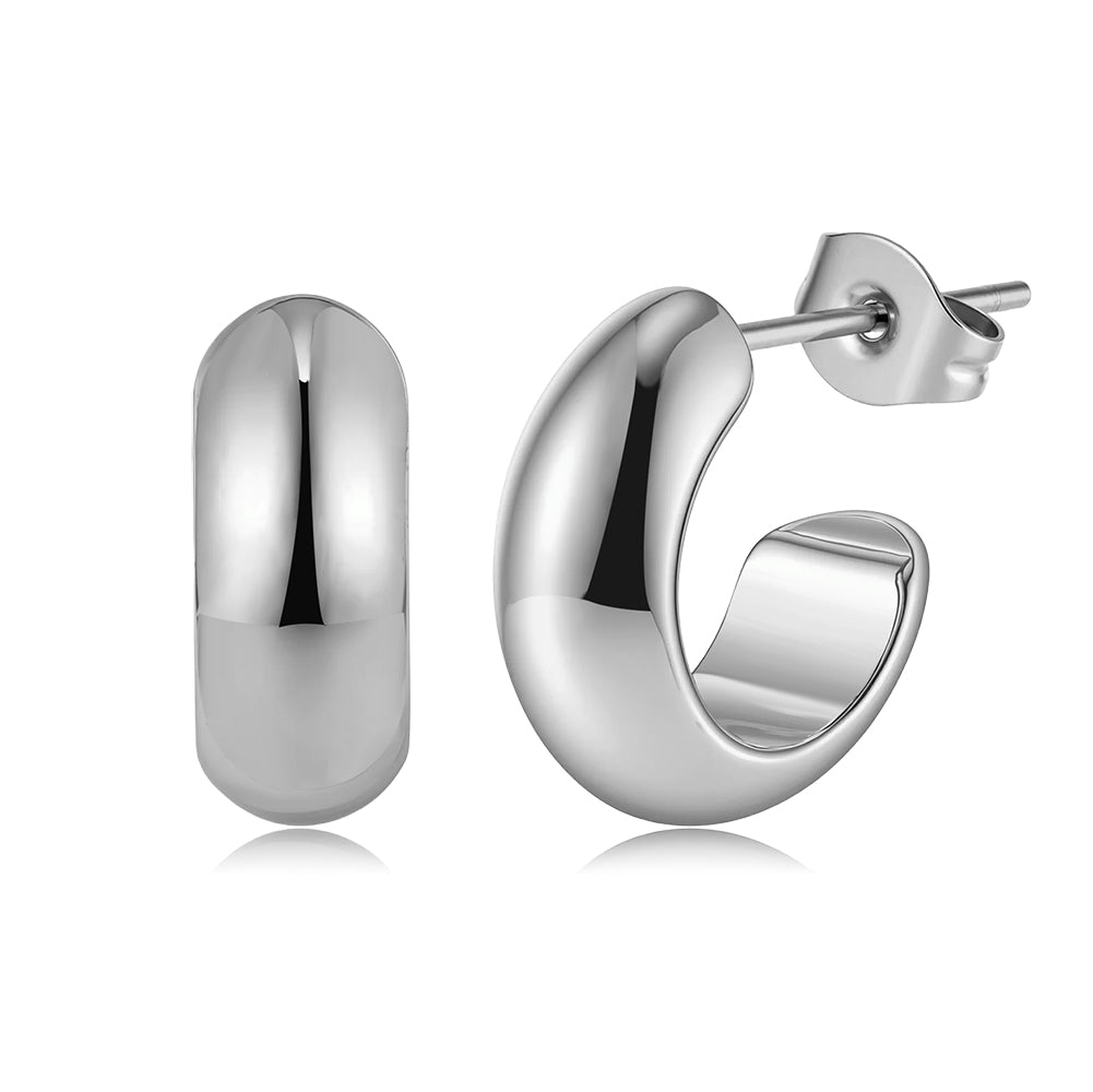 Modernist Chunky Crescent Half-Hoop Earrings