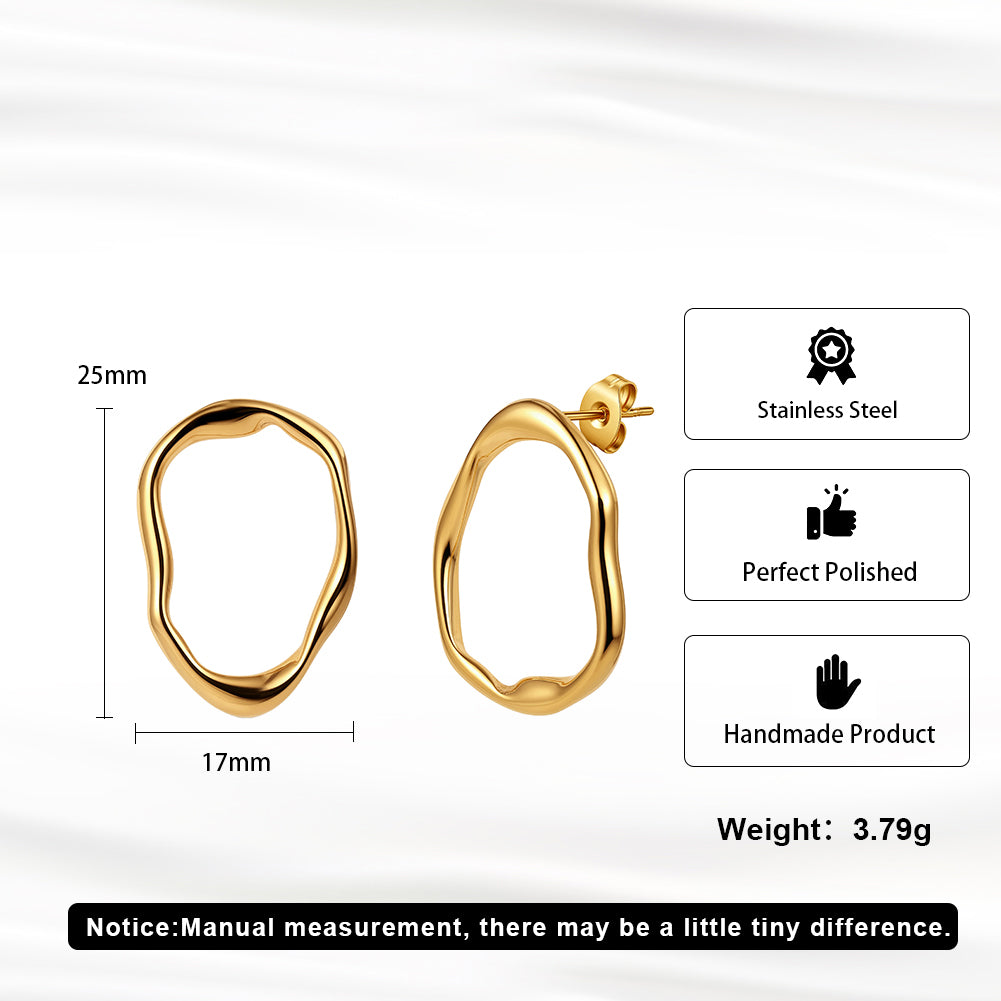 Modernist Organic Fluid Irregular Hoop Earrings