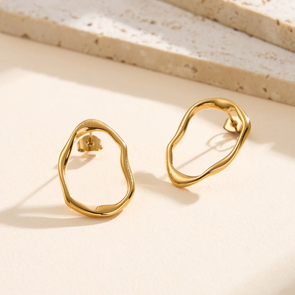 Modernist Organic Fluid Irregular Hoop Earrings