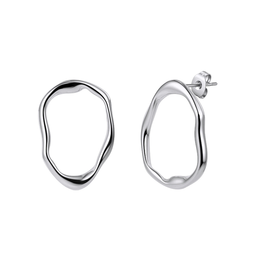 Modernist Organic Fluid Irregular Hoop Earrings