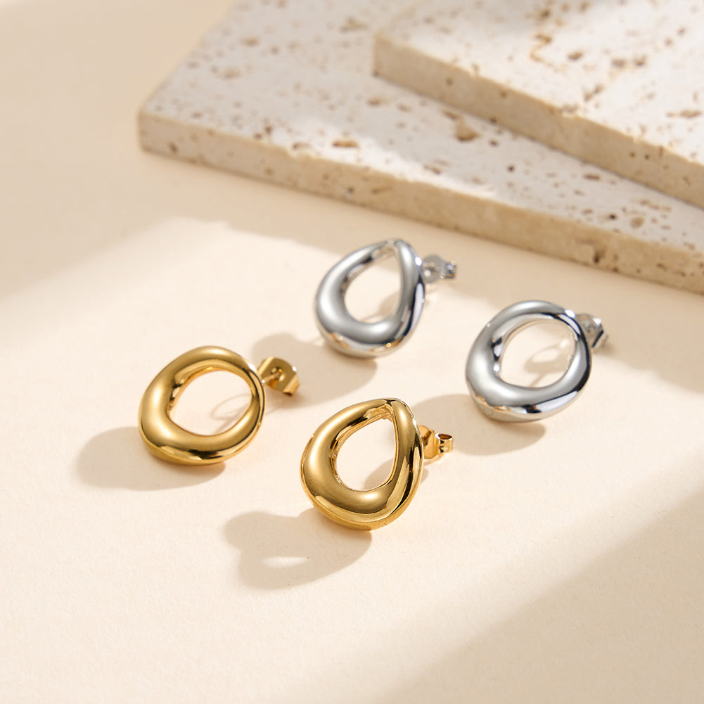 Modernist Organic Fluid Moebius Loop Earrings