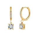 Velvet Rhythm // Pave CZ Huggie Hoop Solitaire Drop Earrings