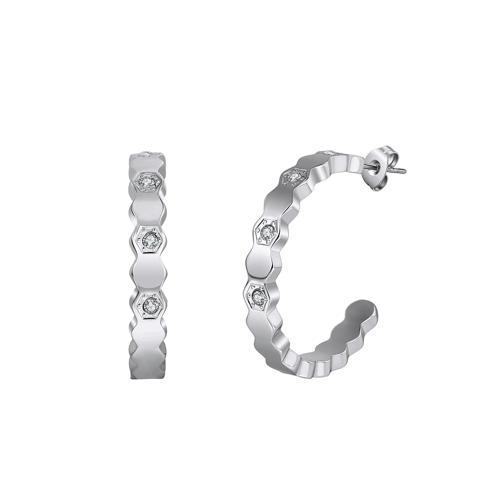 Velvet Oracle // Honeycomb Hexagonal Textured C-Hoop Earrings