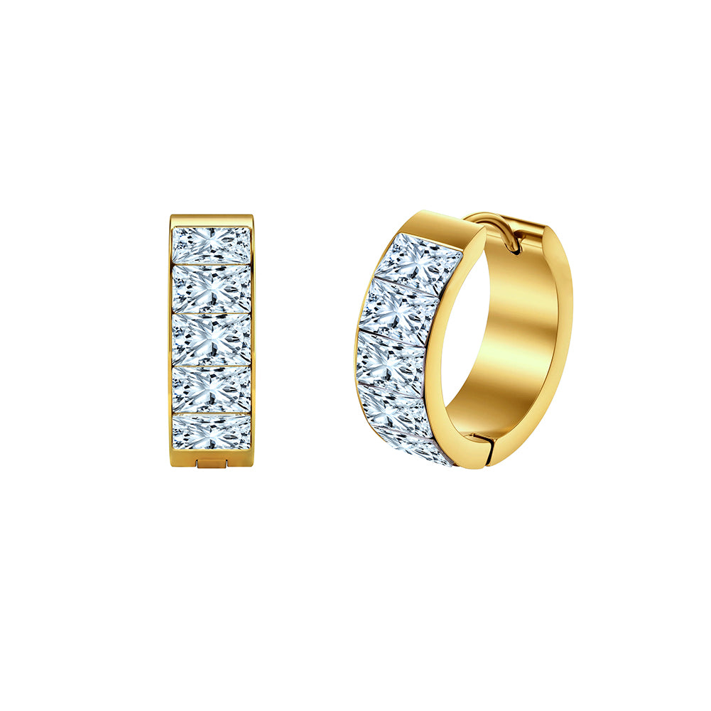 Velvet Rhythm // Chunky Pave Princess-Cut CZ Huggie Earrings