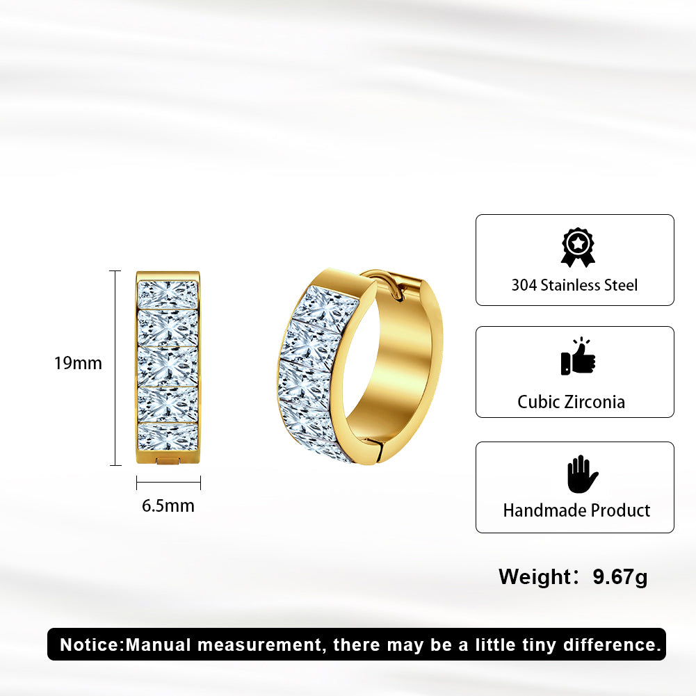Velvet Rhythm // Chunky Pave Princess-Cut CZ Huggie Earrings