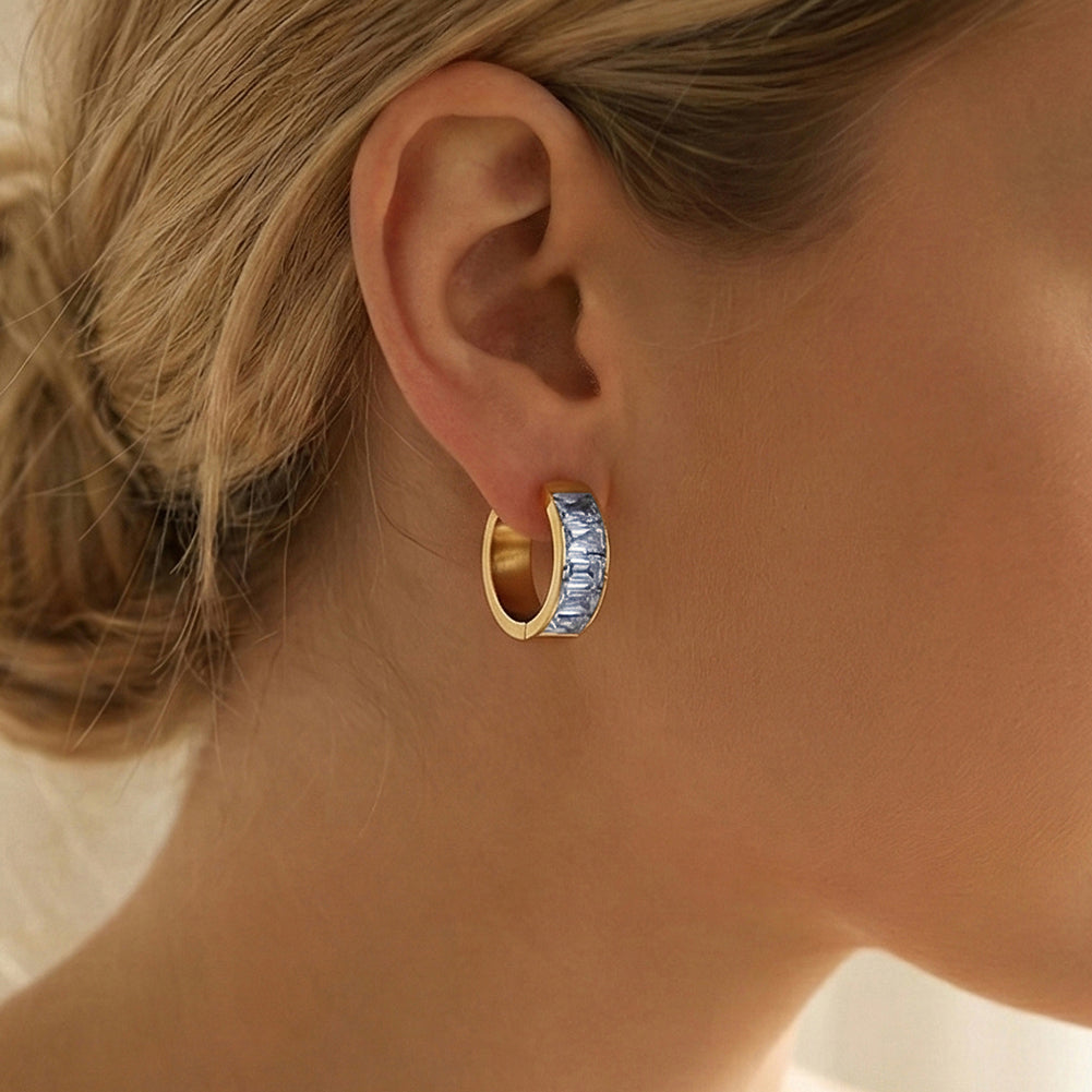 Velvet Rhythm // Chunky Pave Princess-Cut CZ Huggie Earrings