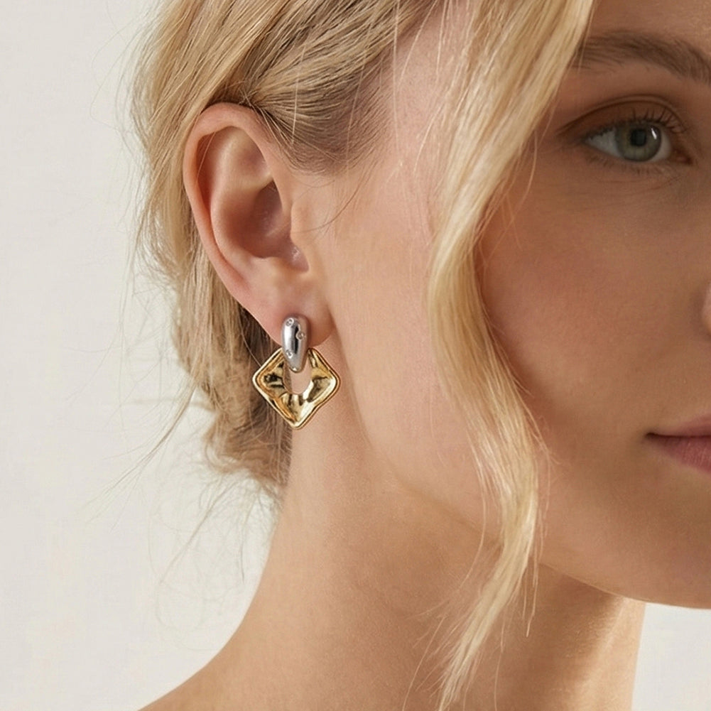 Velvet Oracle // Two-Tone Molten Geometric Drop Earrings