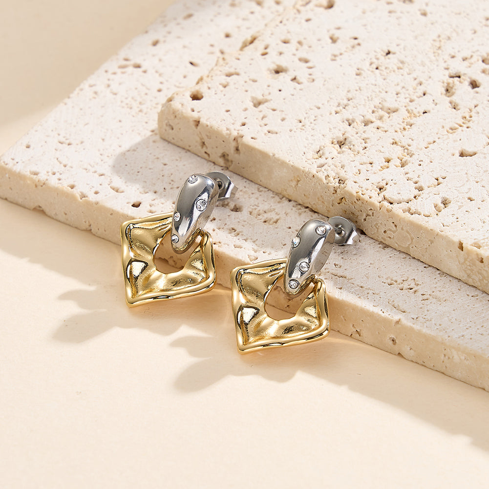 Velvet Oracle // Two-Tone Molten Geometric Drop Earrings