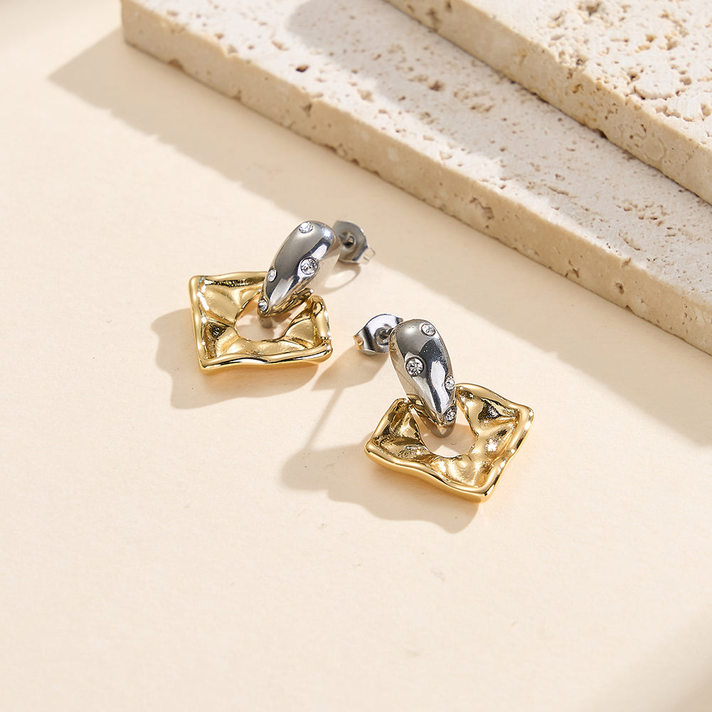 Velvet Oracle // Two-Tone Molten Geometric Drop Earrings