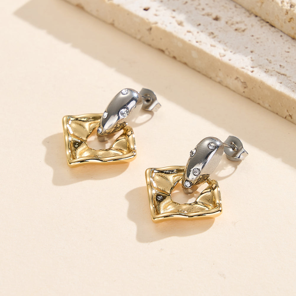 Velvet Oracle // Two-Tone Molten Geometric Drop Earrings