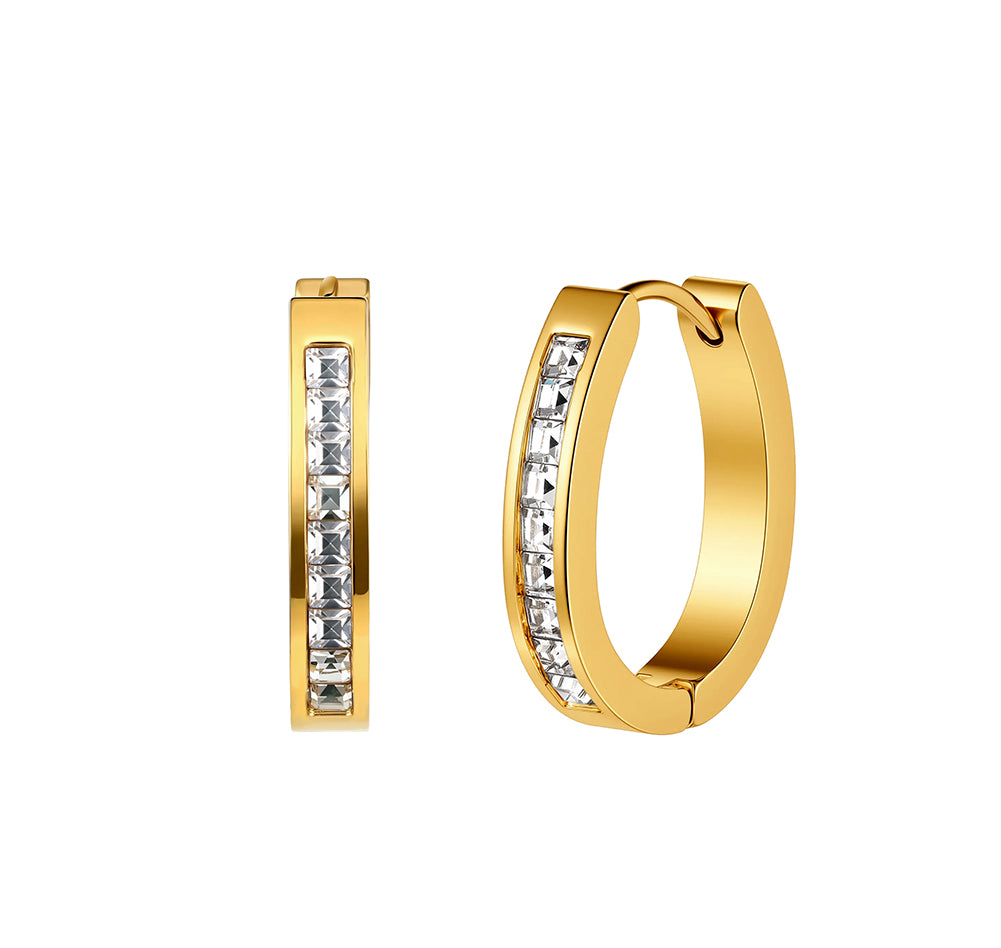 Velvet Rhythm // Channel-Set Princess-Cut CZ Huggie Earrings
