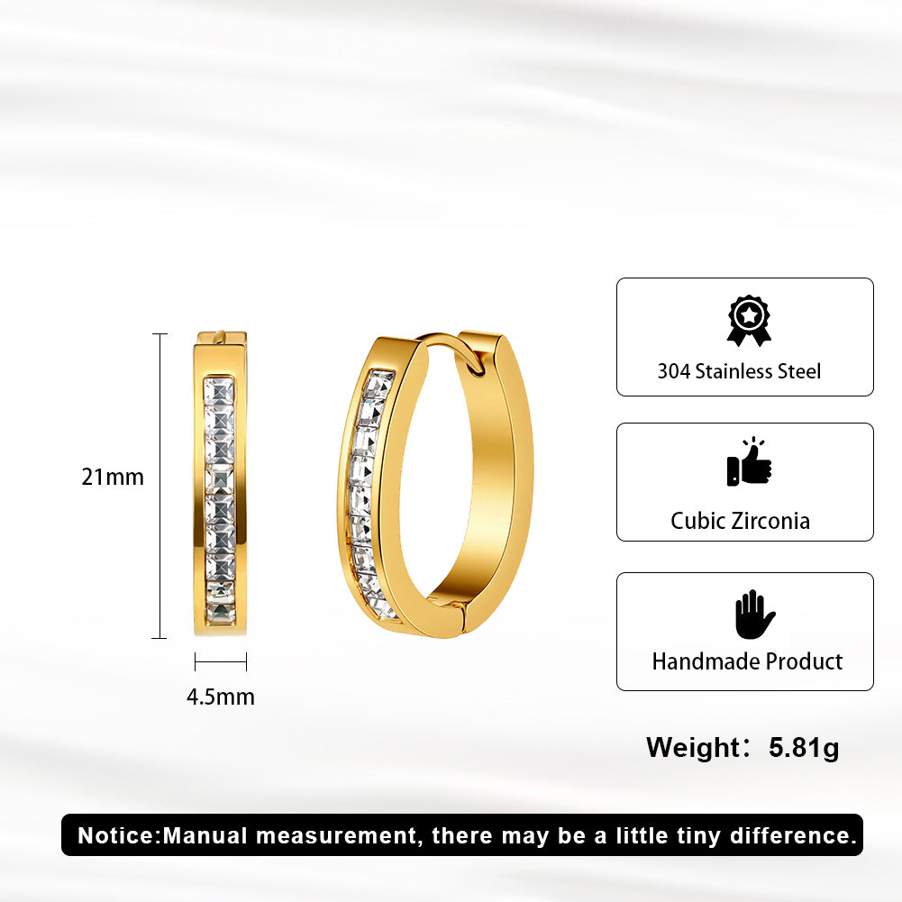 Velvet Rhythm // Channel-Set Princess-Cut CZ Huggie Earrings