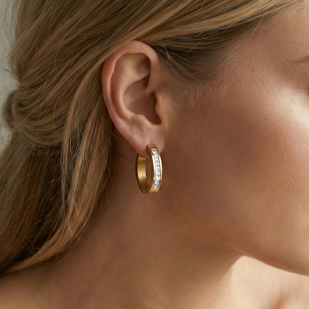 Velvet Rhythm // Channel-Set Princess-Cut CZ Huggie Earrings