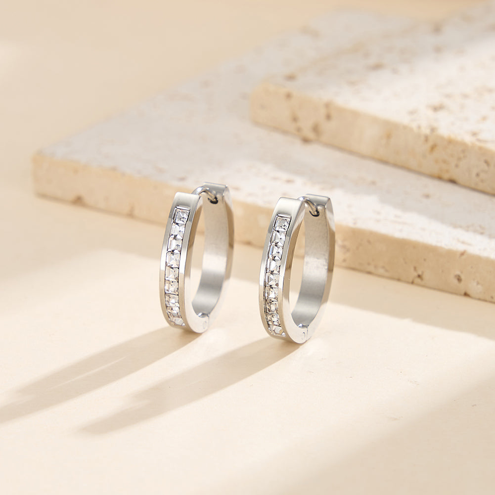 Velvet Rhythm // Channel-Set Princess-Cut CZ Huggie Earrings