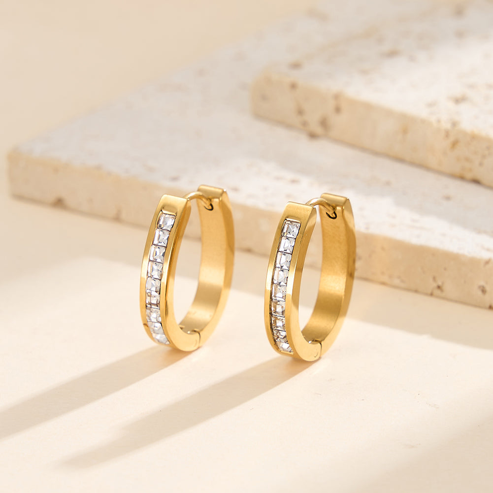 Velvet Rhythm // Channel-Set Princess-Cut CZ Huggie Earrings