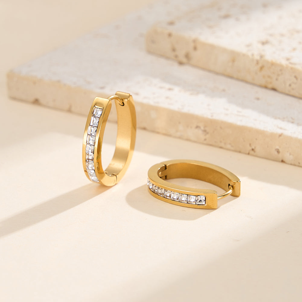 Velvet Rhythm // Channel-Set Princess-Cut CZ Huggie Earrings