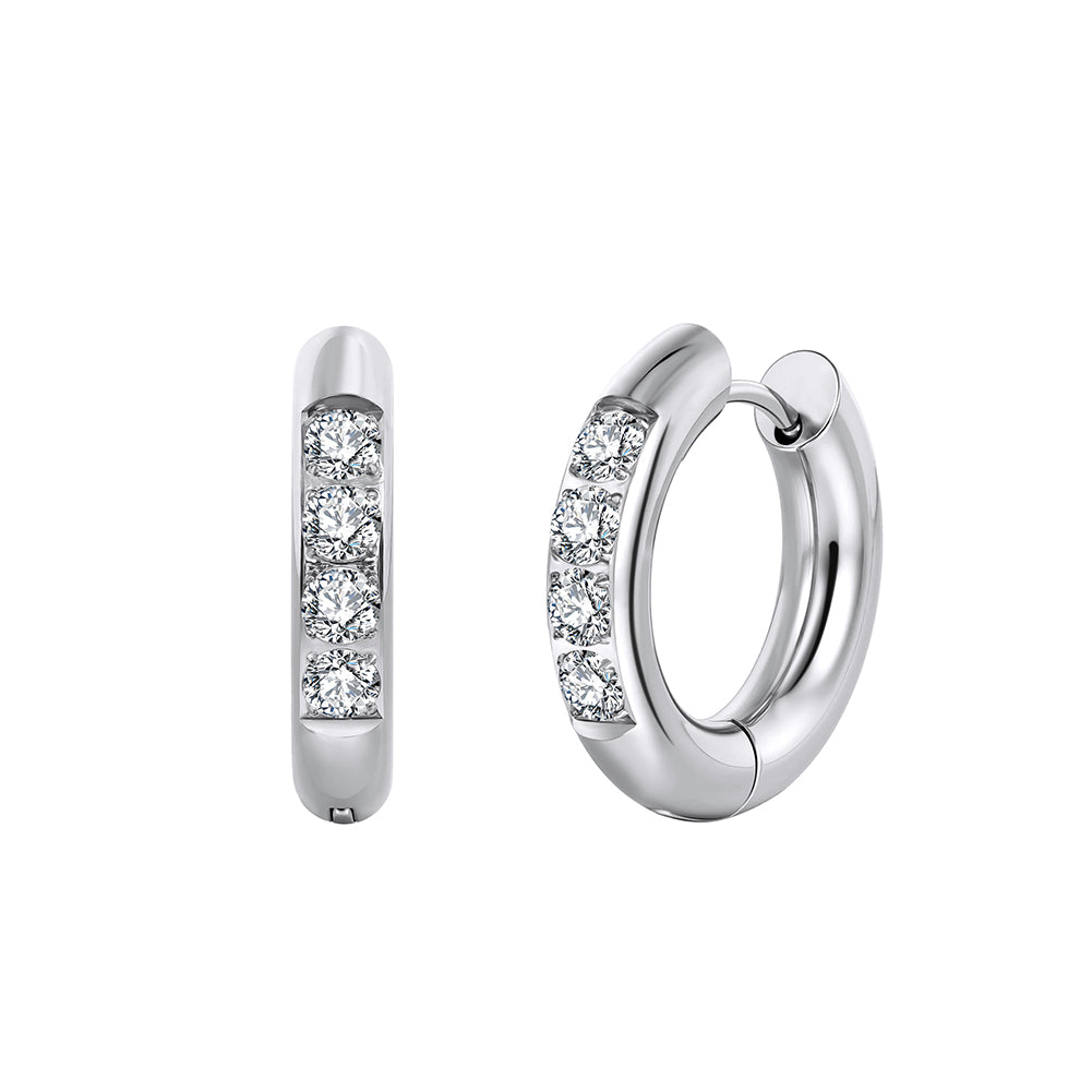 Velvet Rhythm // Chunky 4-Stone CZ Crystal Huggie Earrings