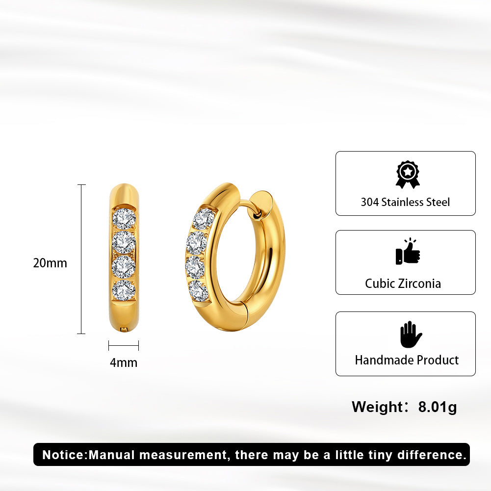 Velvet Rhythm // Chunky 4-Stone CZ Crystal Huggie Earrings