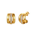 Velvet Rhythm // Chunky Triple-Row Pave CZ C-Hoop Earrings