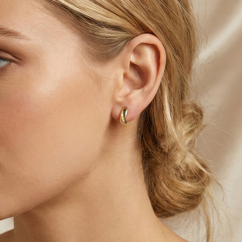 Velvet Meridian // Minimalist Chunky Smooth Huggie Earrings
