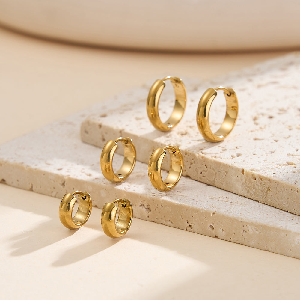 Velvet Meridian // Minimalist Chunky Smooth Huggie Earrings
