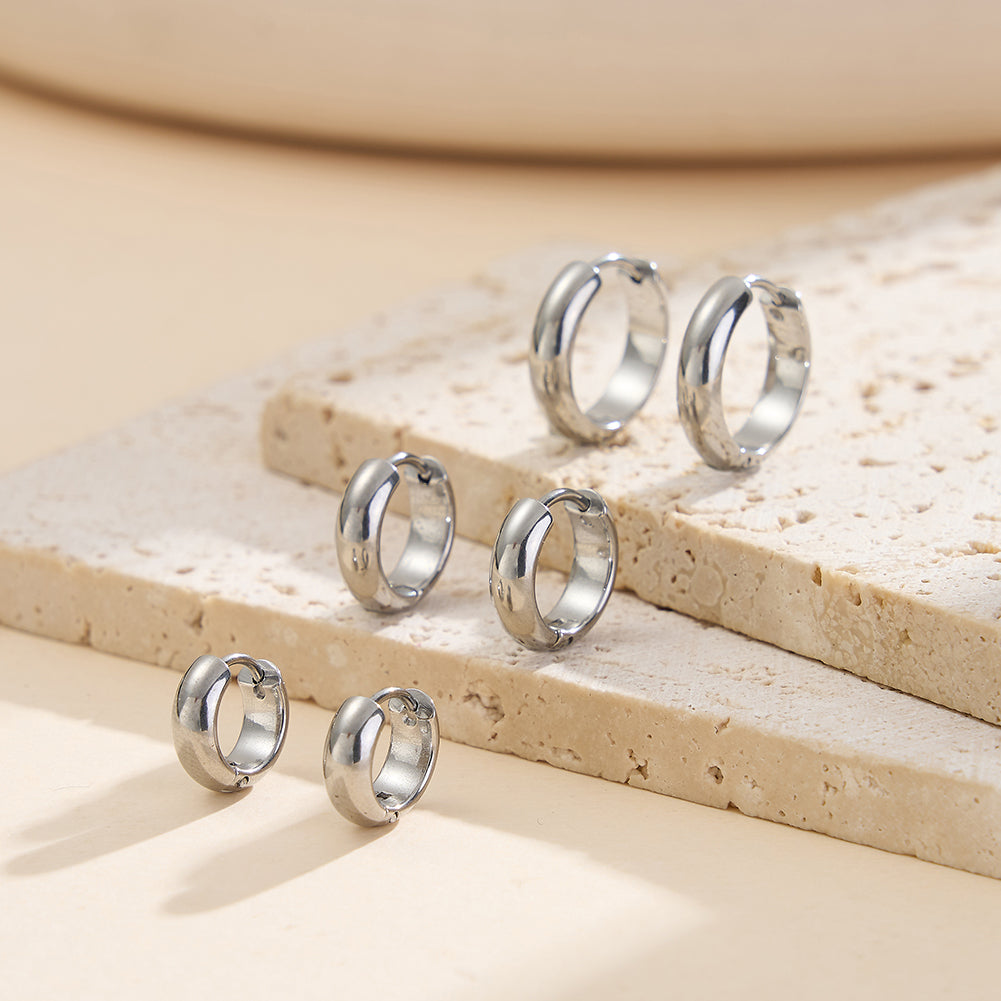 Velvet Meridian // Minimalist Chunky Smooth Huggie Earrings