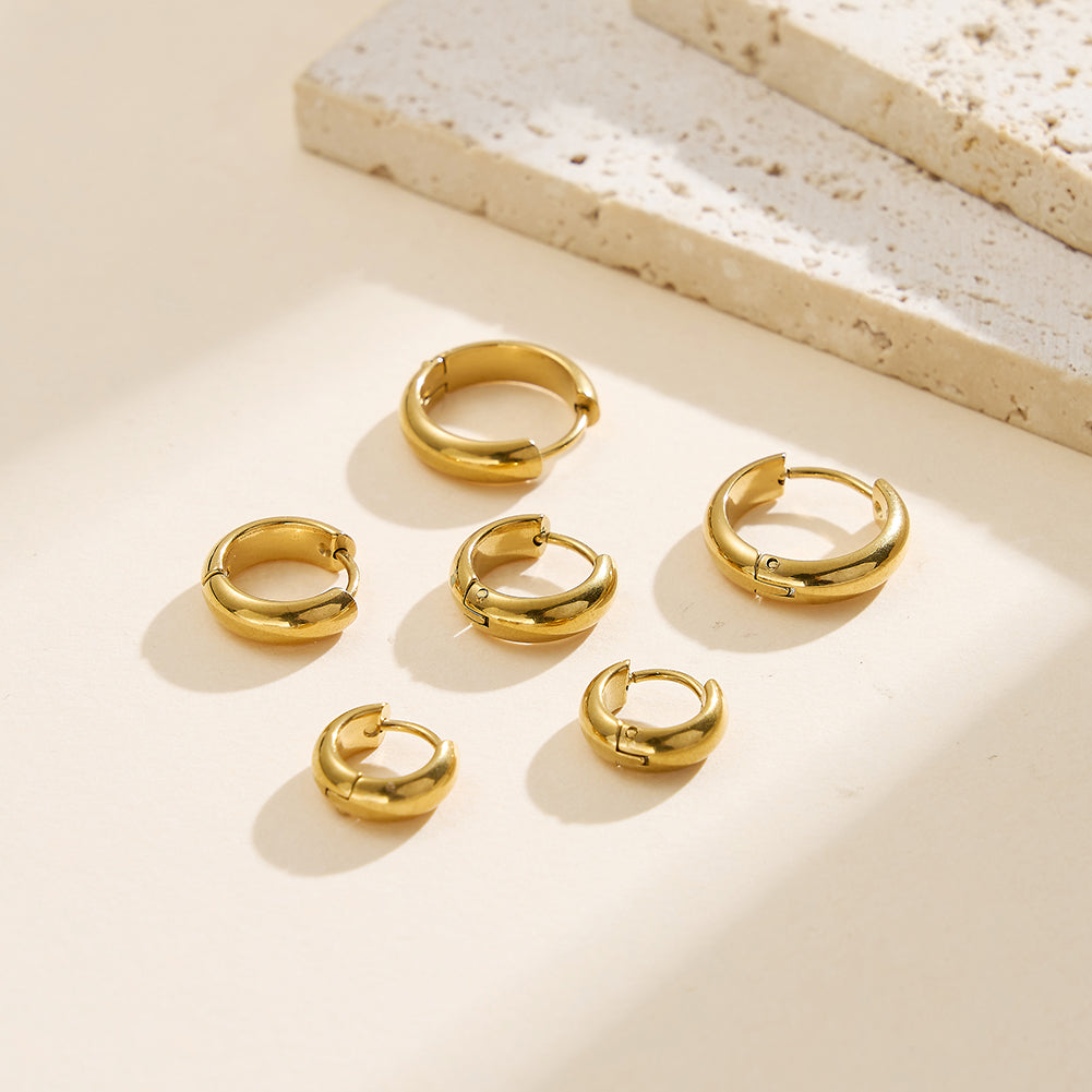 Velvet Meridian // Minimalist Chunky Smooth Huggie Earrings