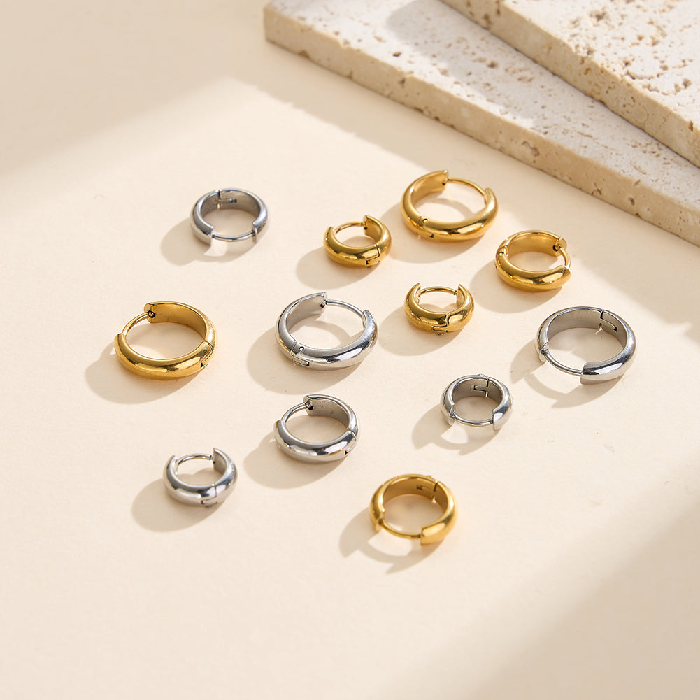 Velvet Meridian // Minimalist Chunky Smooth Huggie Earrings