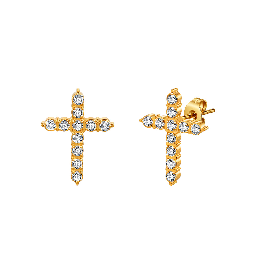 Aura Celestial // Pave CZ Crystal Cross Stud Earrings