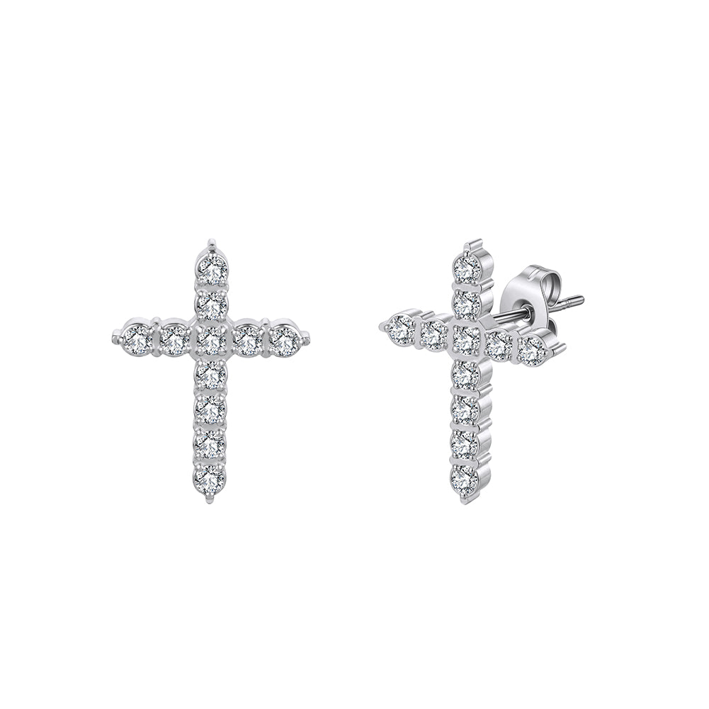 Aura Celestial // Pave CZ Crystal Cross Stud Earrings