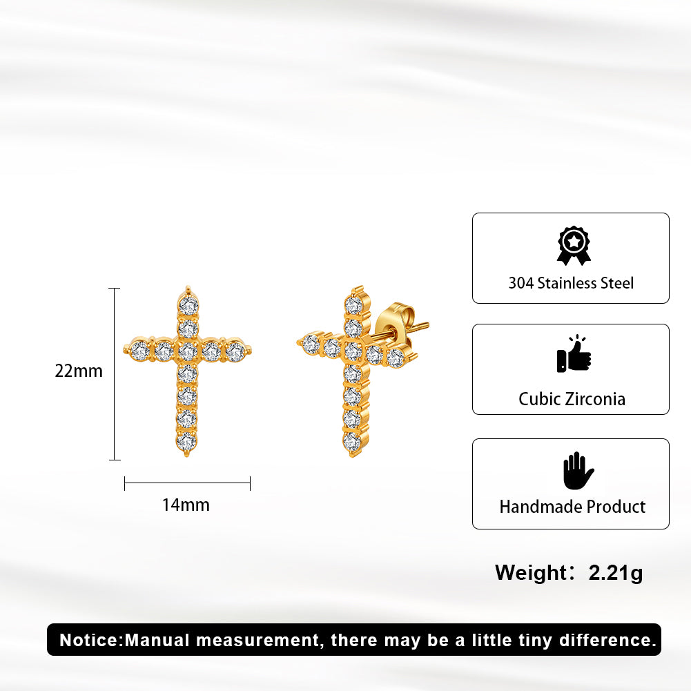 Aura Celestial // Pave CZ Crystal Cross Stud Earrings