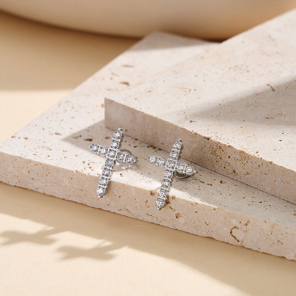 Aura Celestial // Pave CZ Crystal Cross Stud Earrings