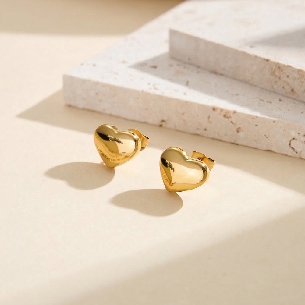 Aura Amour // Sculptural Puffy Heart Stud Earrings