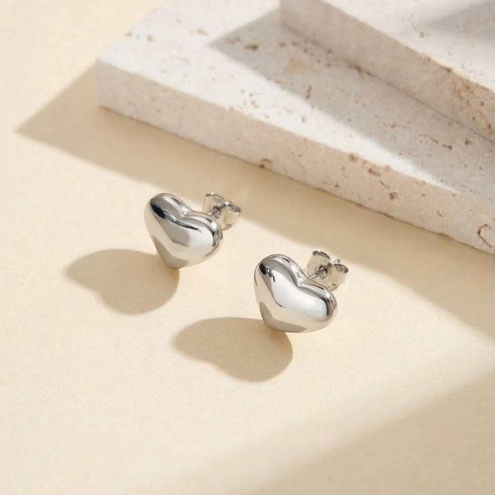 Aura Amour // Sculptural Puffy Heart Stud Earrings