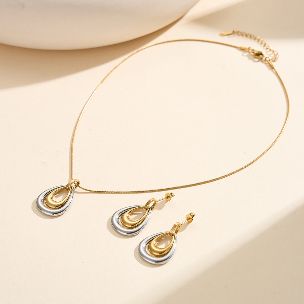 Velvet Oracle // Two-Tone Nested Waterdrop Drop Earrings